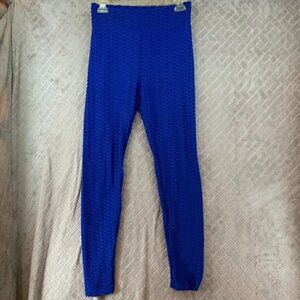 Aq Sport Womens Medium Shaping Leggings Blue Ruched Butt High Rise Stretch